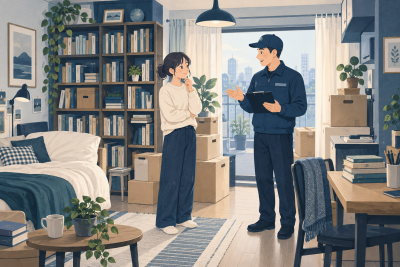 책이 많은 원룸이사, 책장과 상자 수량을 따로 설명하기 관련 설명용 삽화